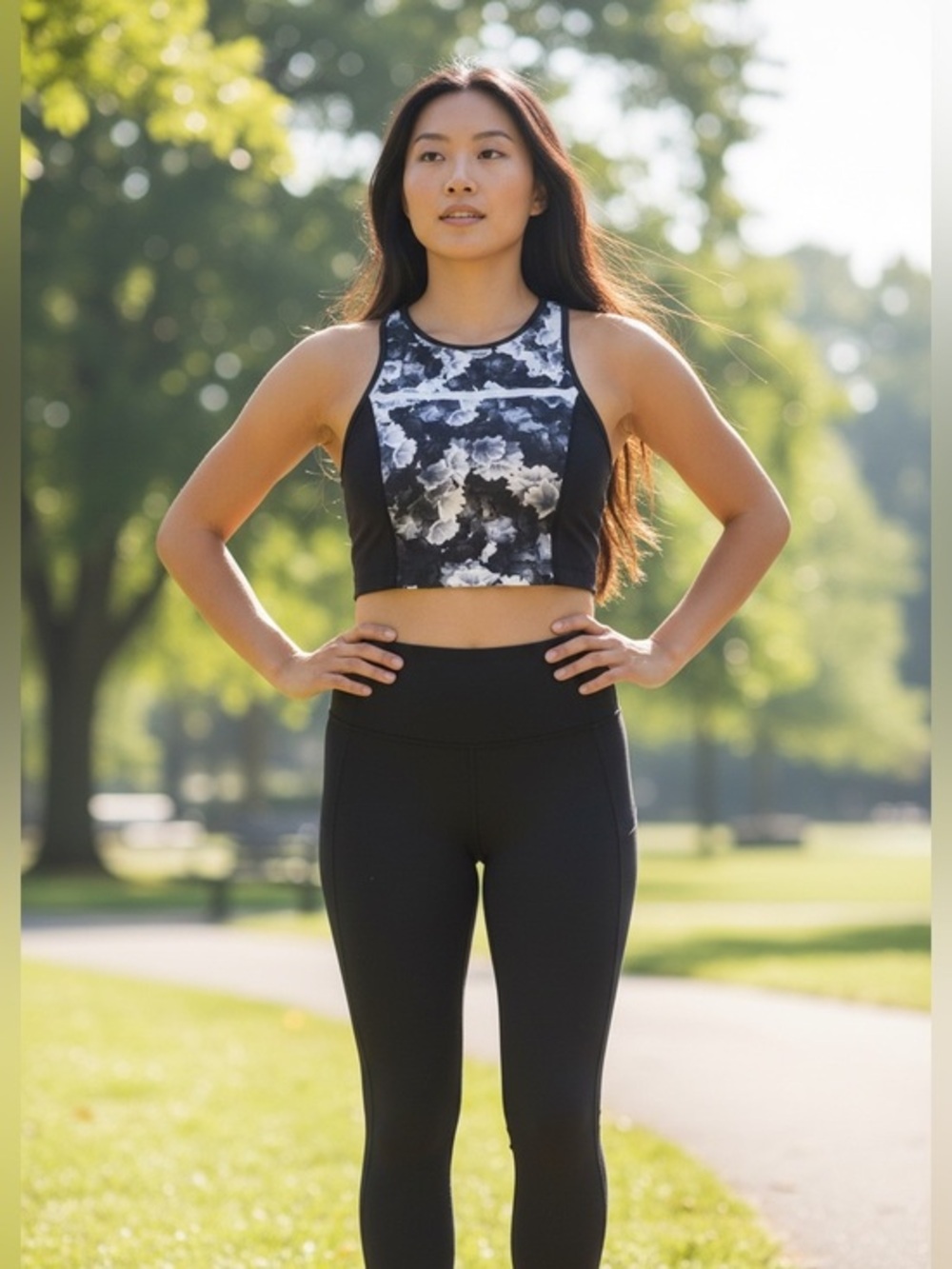 Betsey Johnson black Performance floral sports bra in size Small